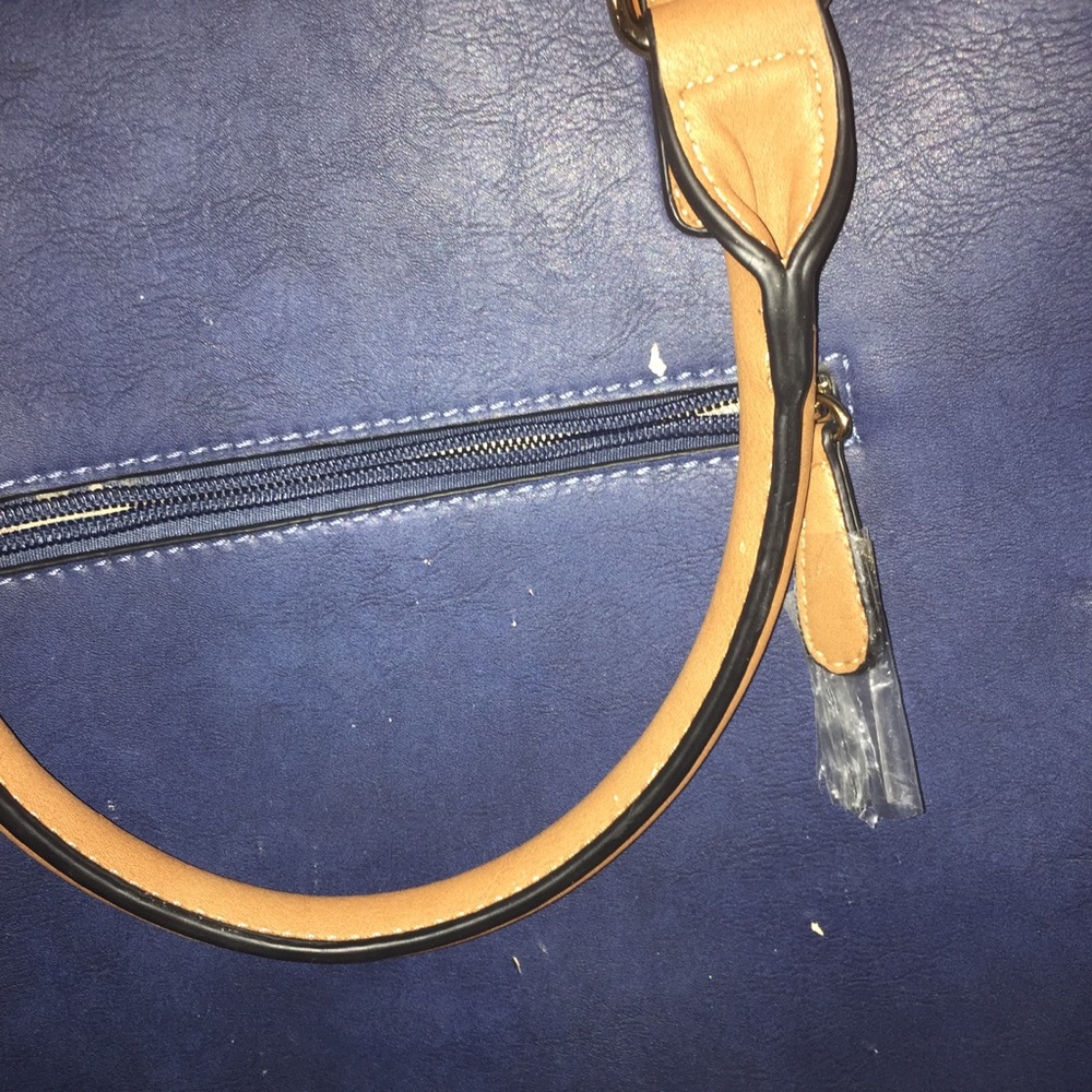 Simply Noelle blue, tan & cream satchel tote bag - Picture 9 of 14